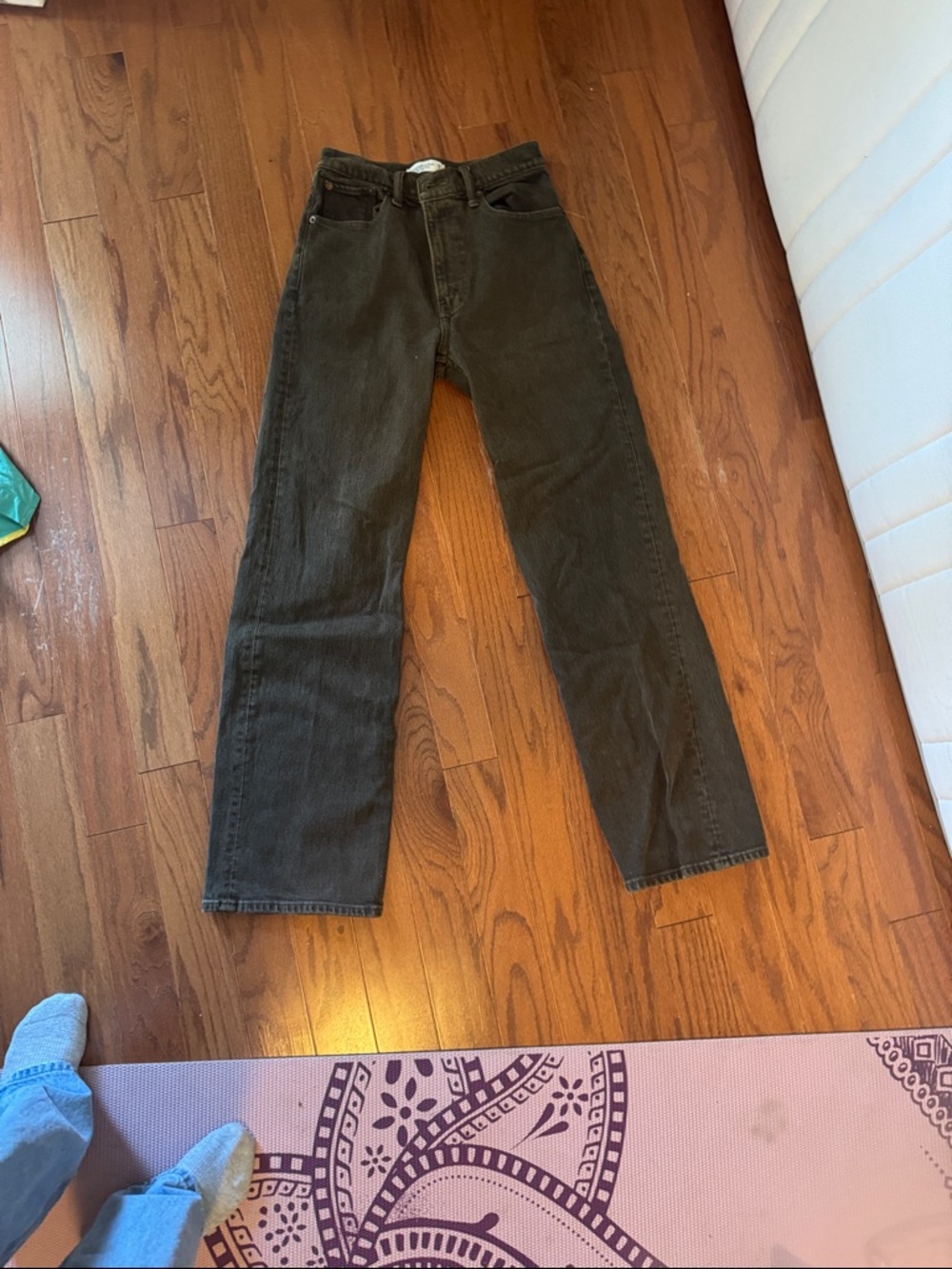 Abercrombie & Fitch Olive Green Straight-Leg Jeans